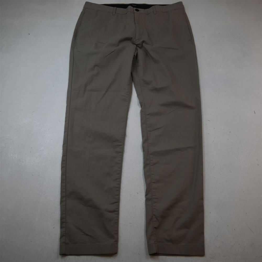 Theory 36x32 Khaki Stretch Flat Front Slim Chino Mens Pants